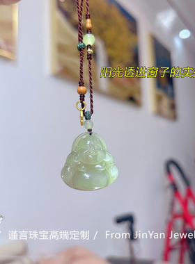正品保真天然和田玉佛公吊坠项链
