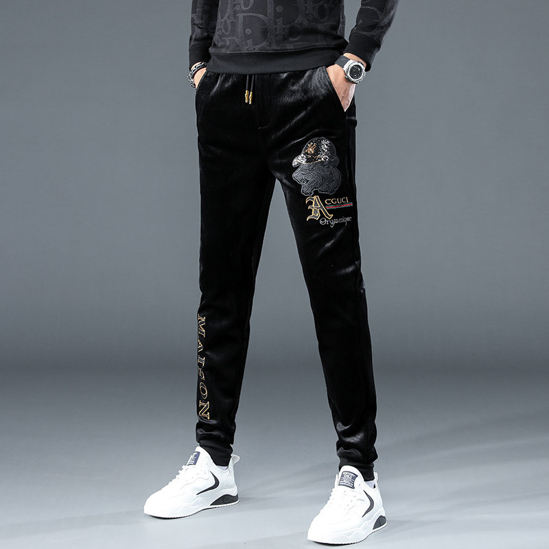 金丝绒男潮流加绒加厚灯芯绒休闲裤 巨索休闲裤