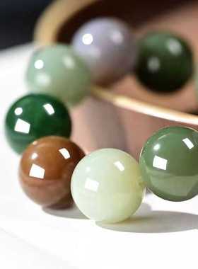 复古多宝圆珠手串和田玉大气款