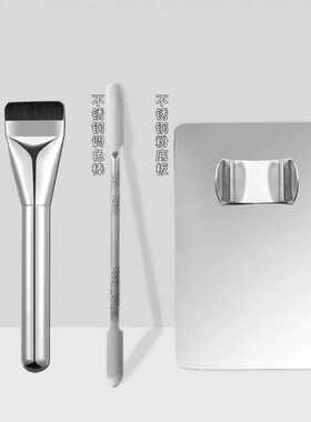 【底妆三件套】一字平头粉底刷铲 粉底调色板戒指调色盘上妆神器