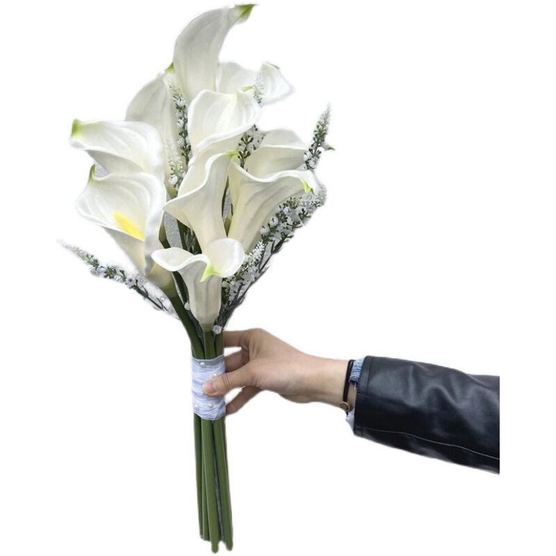 韩式新娘手捧花韩系婚纱照拍摄马蹄莲手捧花结婚婚礼白色手拿花 通通摄影道具 淘优券