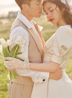 法式新款婚纱摄影道具外景旅拍田园风格画架复古油画黑色弯把竹伞