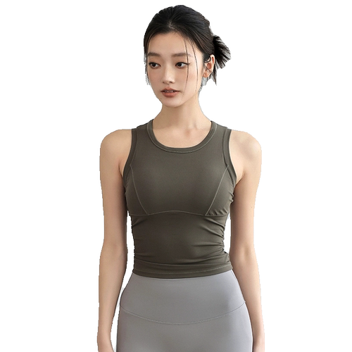 运动背心女新款瑜伽服普拉提训练上衣防震一体式跑步健身文胸内衣 - 图3