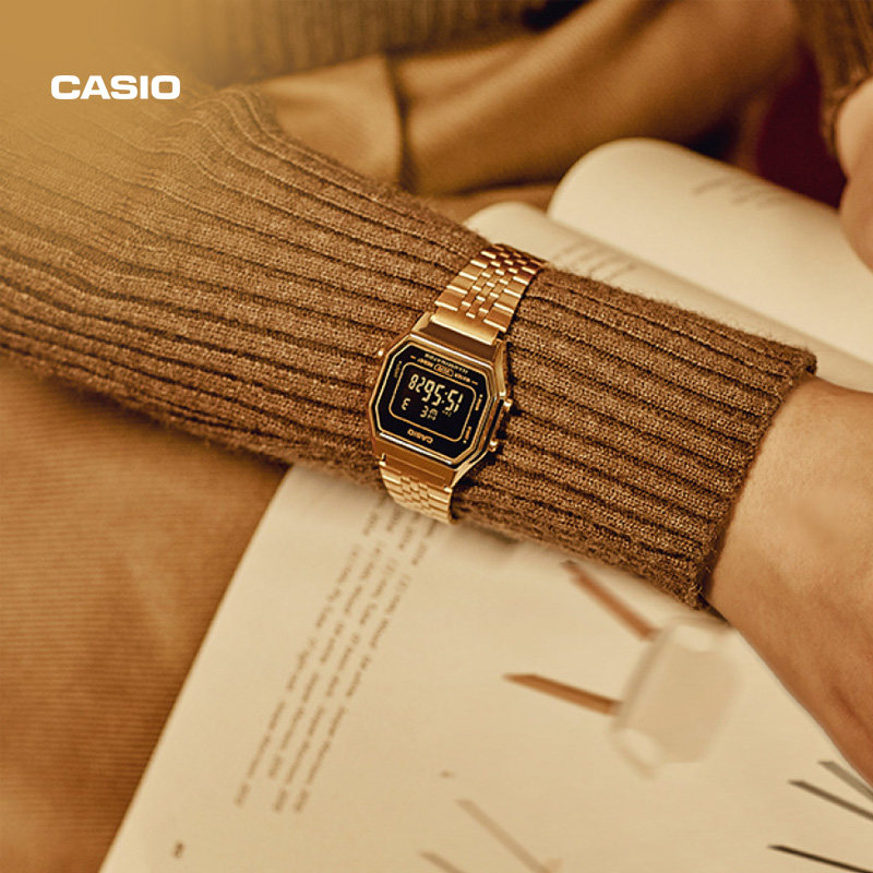 卡西欧旗舰店la680wga小方块小金表 casio手表海外日韩腕表