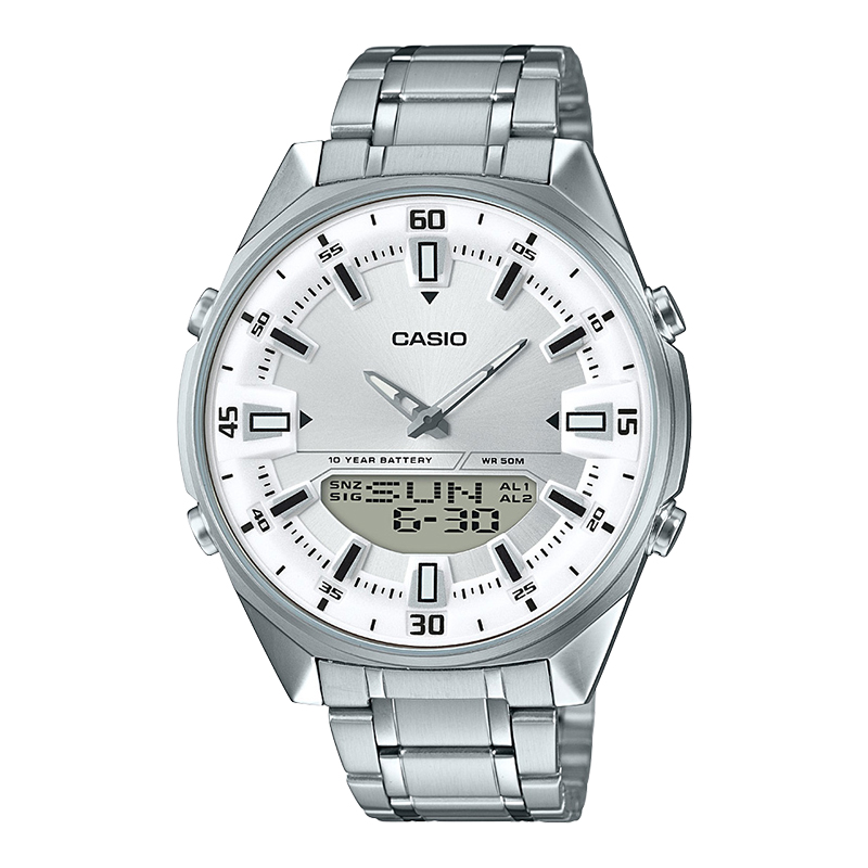 AMW 系列 AMW 防水时尚潮流电子复古钢带双显手表男 Casio 卡西欧 AMW 系列 AMW 防水时尚潮流电子复古钢带双显手表男 Casio 卡西欧