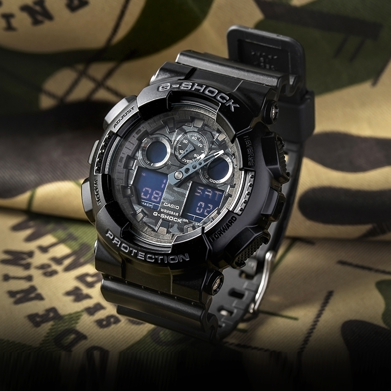 卡西欧 G-SHOCK潮流防水运动石英手表男GA-100CF-1ADR