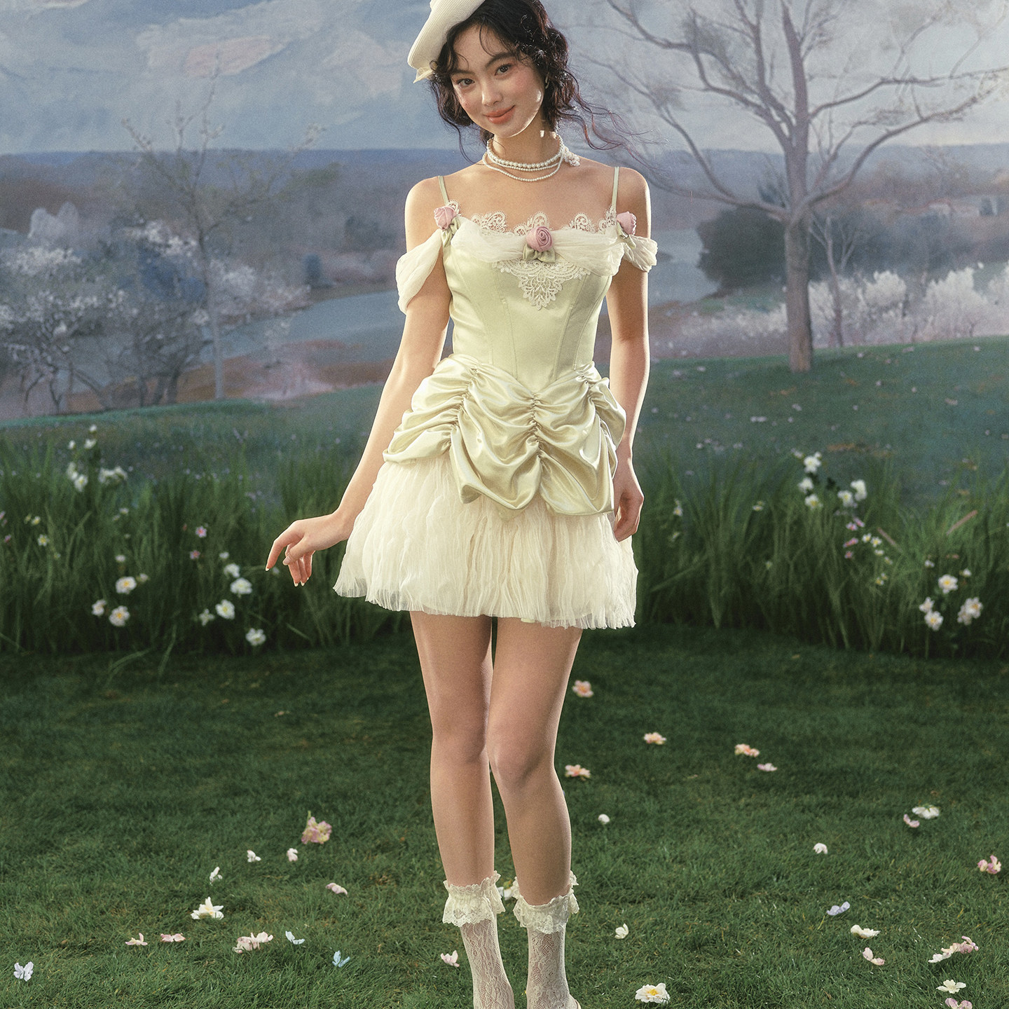 LaceMade 古董蛋糕 法式春日仙女风蓬蓬裙演出服鱼骨收腰生日裙,淘宝优惠券,粉丝福利购,淘宝优惠卷