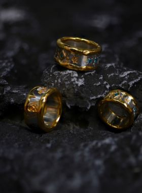 鎏金银饰戒指男女小众轻奢可定制