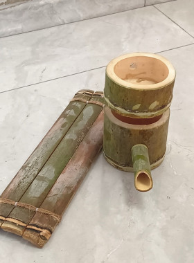 手工竹筒摆件田园竹子流水加湿器