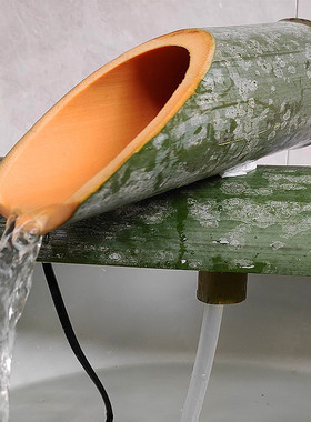 纯手工工艺品装饰摆件竹流水增氧