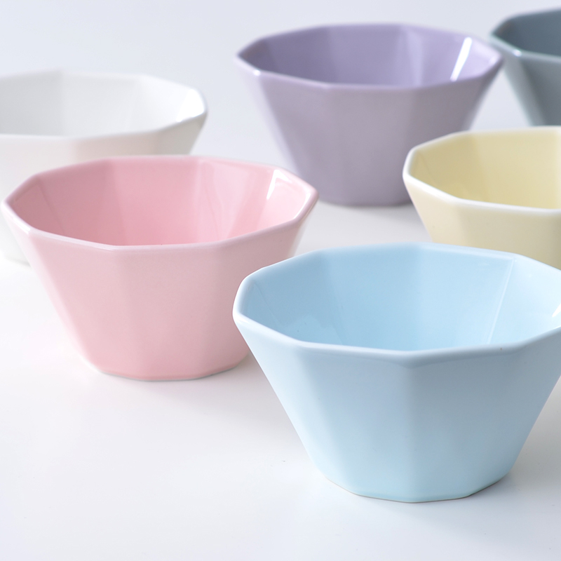 北欧陶瓷碗米饭碗单个创意可爱小碗吃饭碗家用日式汤碗彩色餐具