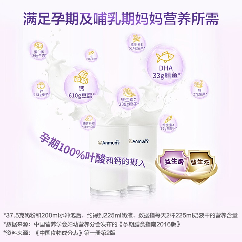 anmum海外旗舰店安满港版哺乳期孕妇奶粉新西兰原装进口妈妈营养少脂dha奶粉800g3