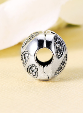 潘多拉925银锆石固定扣树叶