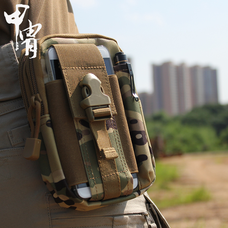 Tactical waist bag, military fan, outdoor sports mobile phone bag, storage bag, mountaineering, cycling, running, waterproof and wear-resistant hanging bag