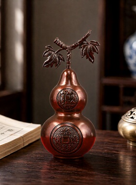 纯铜开口葫芦玄关客厅镇宅摆件
