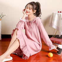 Yeti pyjamas womens spring autumn style pure cotton long sleeves cute sweet and beautiful sleeping dress knitted autumn with long teen girls home clothes