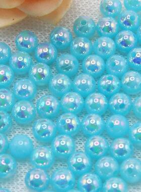 6mm8mm10mm实色AB彩圆珠亚克力彩珠diy配件手工饰品有孔圆珠散珠