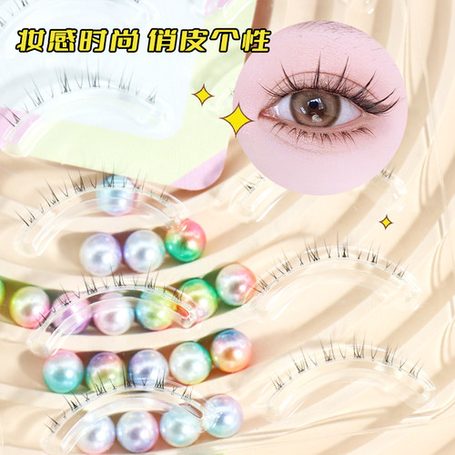 梦鹿下睫毛W-33假眼睫毛自贴女超自然仿真单簇整条透明梗一片式露 - 图1