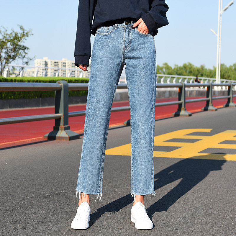 网红裤子女抖音九分显瘦百搭牛仔裤 艺雷莉牛仔裤