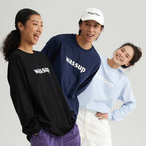 WASSUP潮牌长袖t恤男纯棉宽松休闲美式打底衫圆领上衣情侣衣服女 - 图2