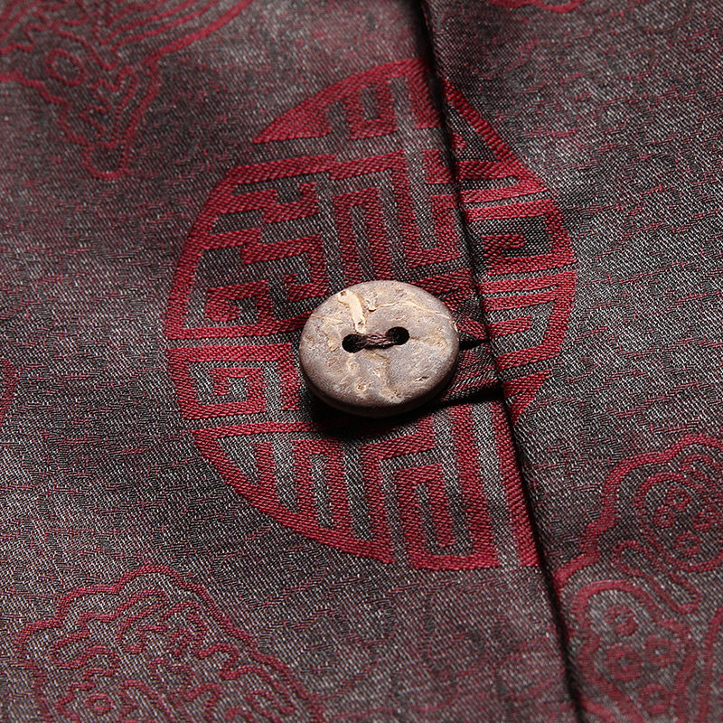 香云纱短袖衬衫唐装男士中年夏装 柒骆衬衫