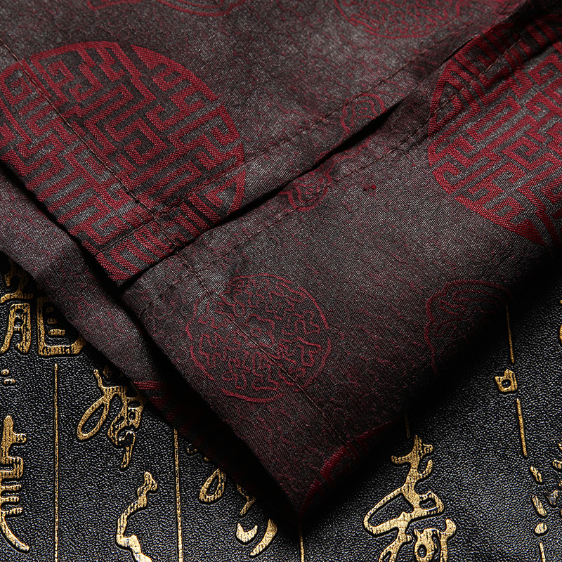 香云纱短袖衬衫唐装男士中年夏装 柒骆衬衫