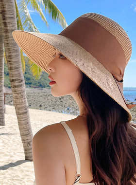 草帽女夏季蝴蝶结度假拍照遮阳帽