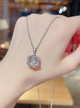 设计感金银锆石爱心吊坠钛钢项链女设计感网红同款气质时尚锁骨链