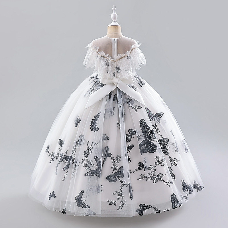 女童礼服印花长裙儿童装公主网纱蓬蓬裙子花童蝴蝶走秀表演出童装,淘宝优惠券,粉丝福利购,淘宝优惠卷