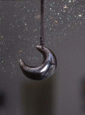 创意小众可爱仙女黑曜石月亮白月光项链月牙闺蜜锁骨潮流礼物吊坠