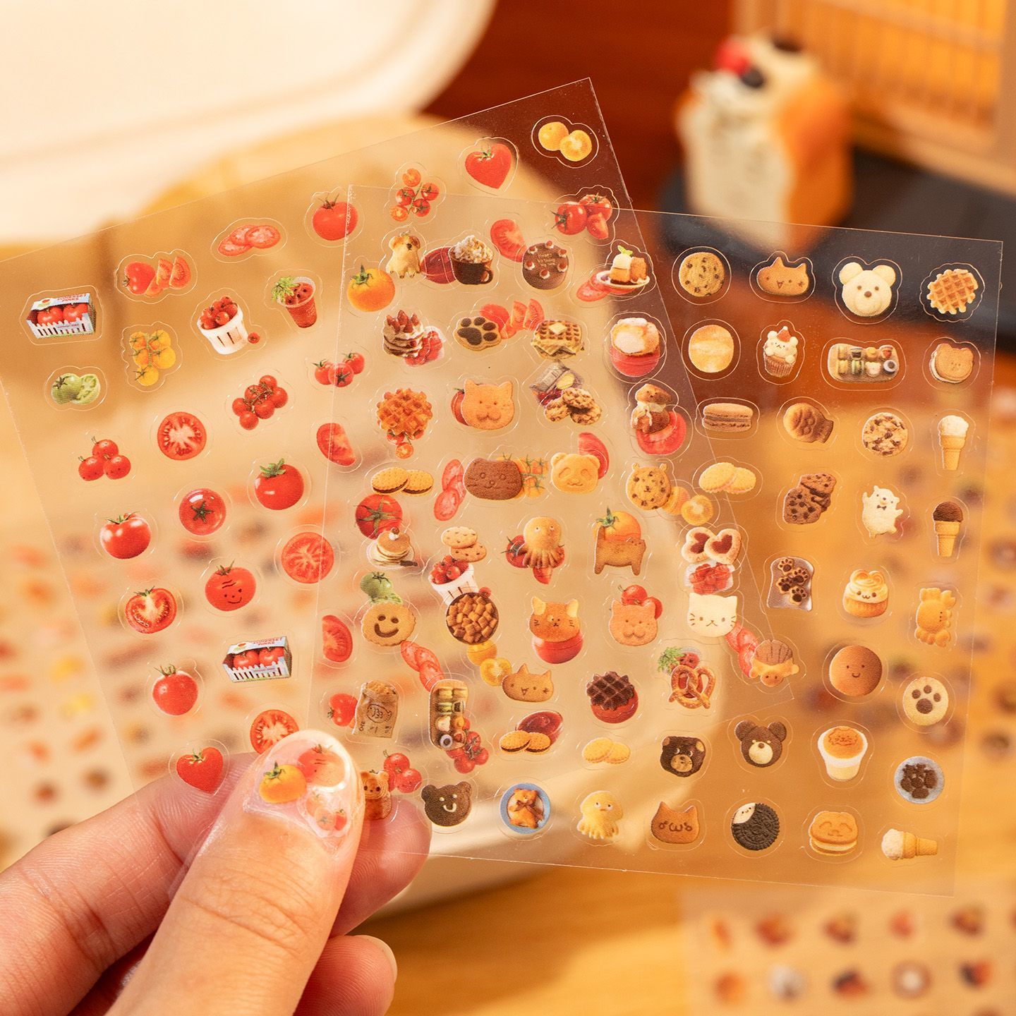 1000枚迷你贴纸可爱小鼻嘎零食小猫小狗PET手帐咕卡切模装饰素材 - 图3