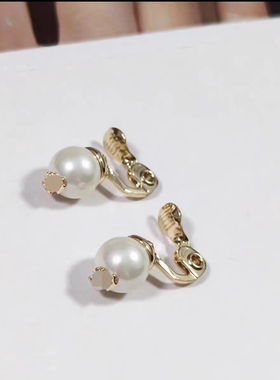 劳家欧美logo轻奢小众质感玻璃仿珍珠短款锁骨链饰品女生耳夹项链