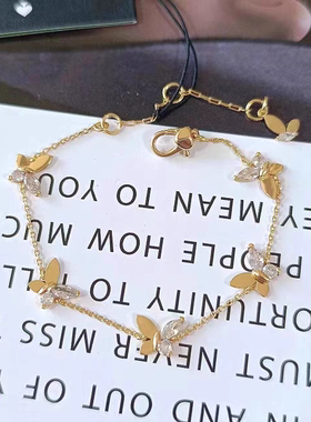 欧美热销出口logo铜件加厚镀真金透明锆石高级蝴蝶耳环手链项链女