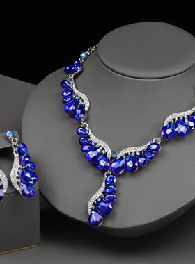 欧美多色宝石女新娘宴会礼服