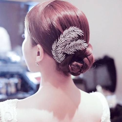 超闪水钻发梳插梳盘发器卡子水钻发饰韩版头花发夹头成人女士配饰 - 图2