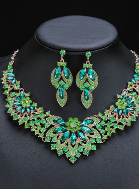 奢华水晶新款式新娘项链套装女