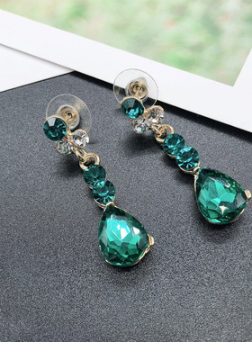 韩式新款新娘项链水钻耳环套链