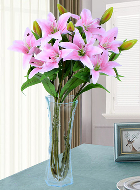 高档手感百合pu仿真干花束假花