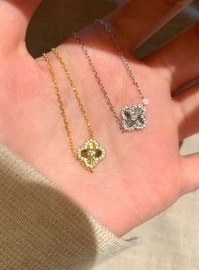 s925纯银cnc镭射四叶草手链女中古风轻奢感小众设计爆款手环