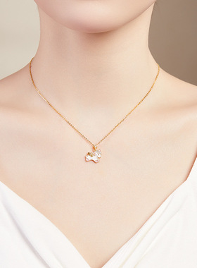 S925纯银冷珐琅小马吊坠项链女新中式可爱高级感独角兽锁骨链礼物