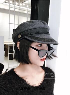 包邮毛呢帽船长帽贝雷帽帽子
