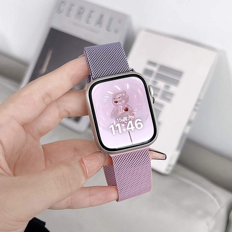 适用苹果手表表带iwatch9米兰尼斯applewatch8表带S9金属夏季女款