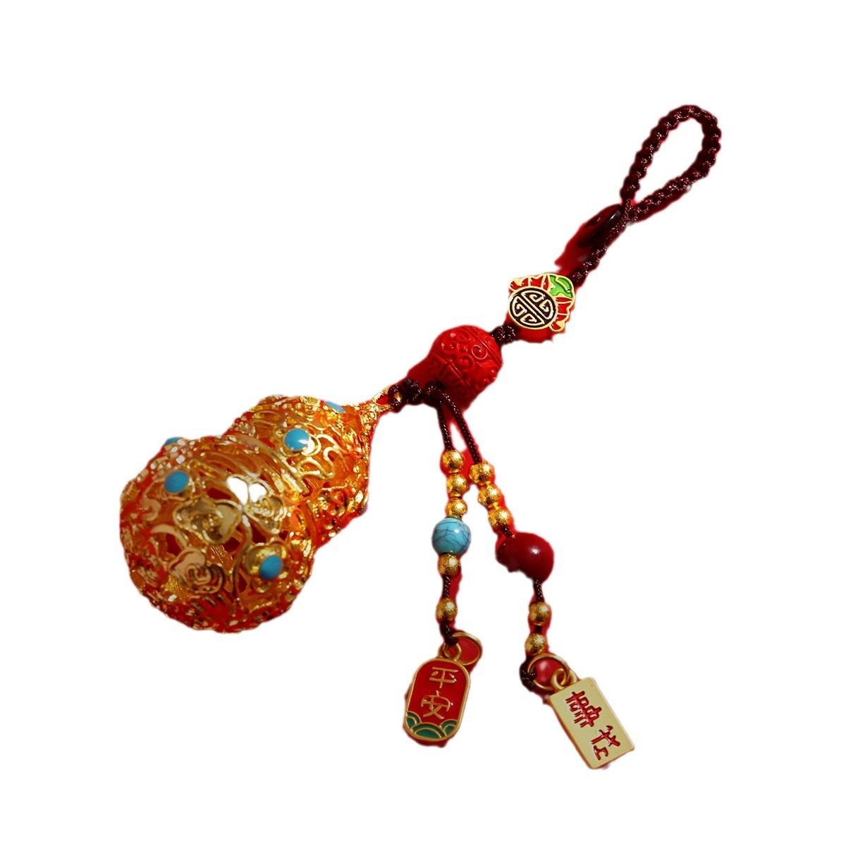 金属中平安镂空葫芦朱砂车钥匙挂件挂饰钥匙扣配件挂饰喜乐,淘宝优惠券,粉丝福利购,淘宝优惠卷