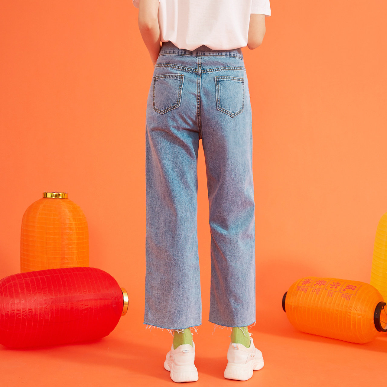 ief /爱依服牛仔女2020春装阔腿裤 爱依服牛仔裤