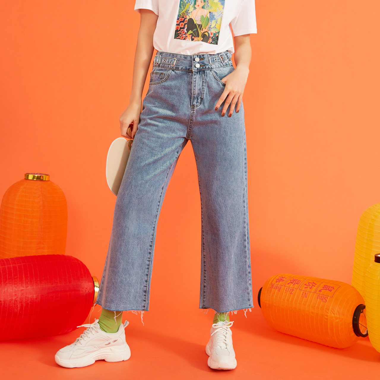 ief /爱依服牛仔女2020春装阔腿裤 爱依服牛仔裤