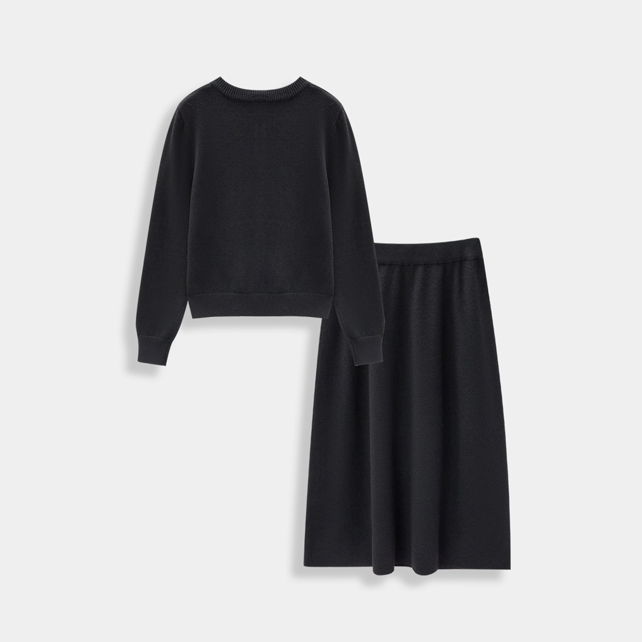 IEF/爱依服【微胖】大码女装2025秋冬新款休闲慵懒风毛织上下套裙 - 图0