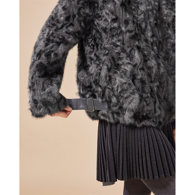 IEF/爱依服2025冬季新款美式潮酷辣妹气质休闲百搭豹纹毛绒外套