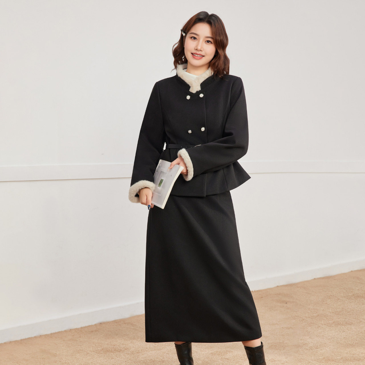 IEF/爱依服【大码女装】2025冬季新款韩版通勤气质呢绒上下套裙,淘宝优惠券,粉丝福利购,淘宝优惠卷