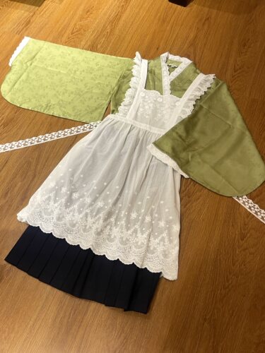 鹿屿【抹茶小蛋糕】小女仆开襟改良版三件套折衷混搭可爱套装 - 图3