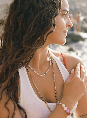 waki 帕劳月光项链花朵米珠手工串珠度假风项链 Moonlit Palau